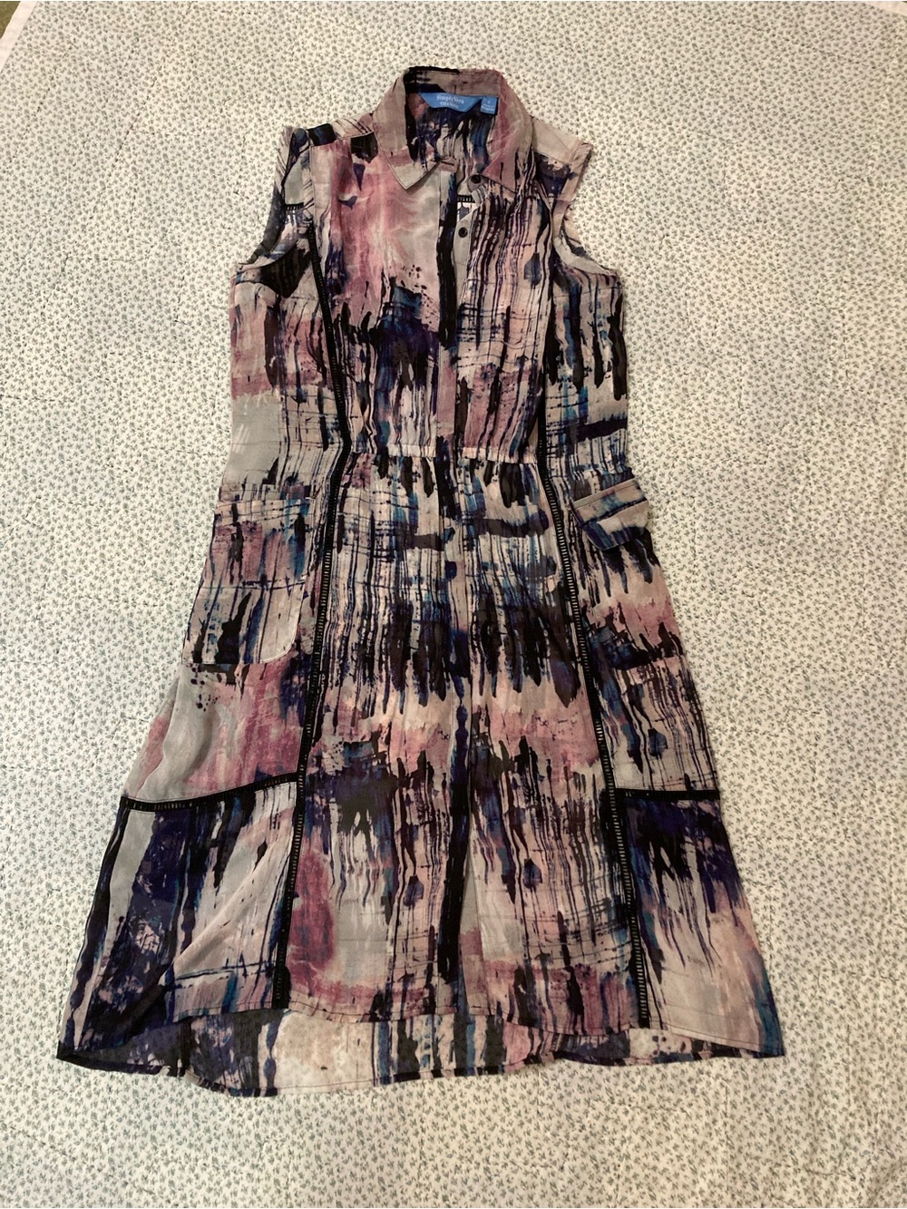 Simply Vera Vera Wang Abstract Midi Dress in Purple and Blue